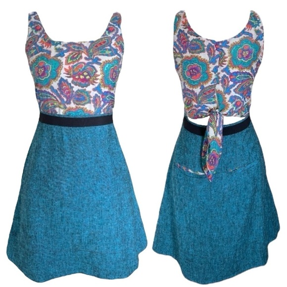 Rachel Roy Paisley Print Tie Back Cutout Linen Fit and Flare Dress sz 4 - Picture 14 of 15